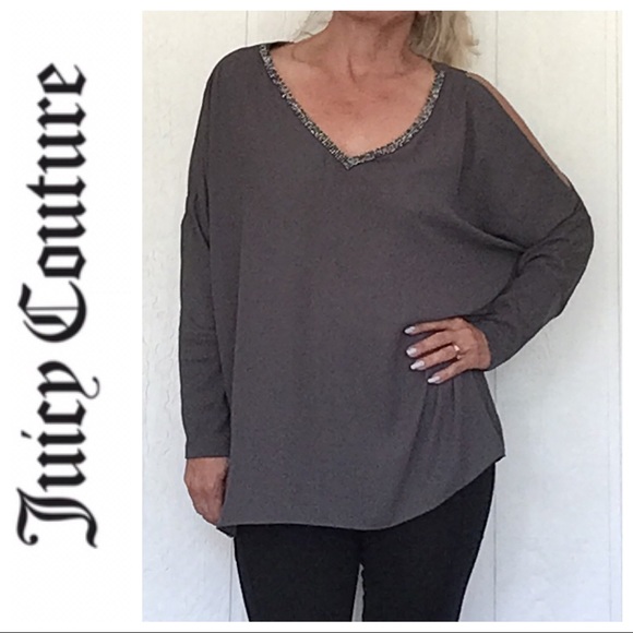 JUICY COUTURE COLD SHOULDER EMBELLISHED TOP SIZE XL - Picture 2 of 11